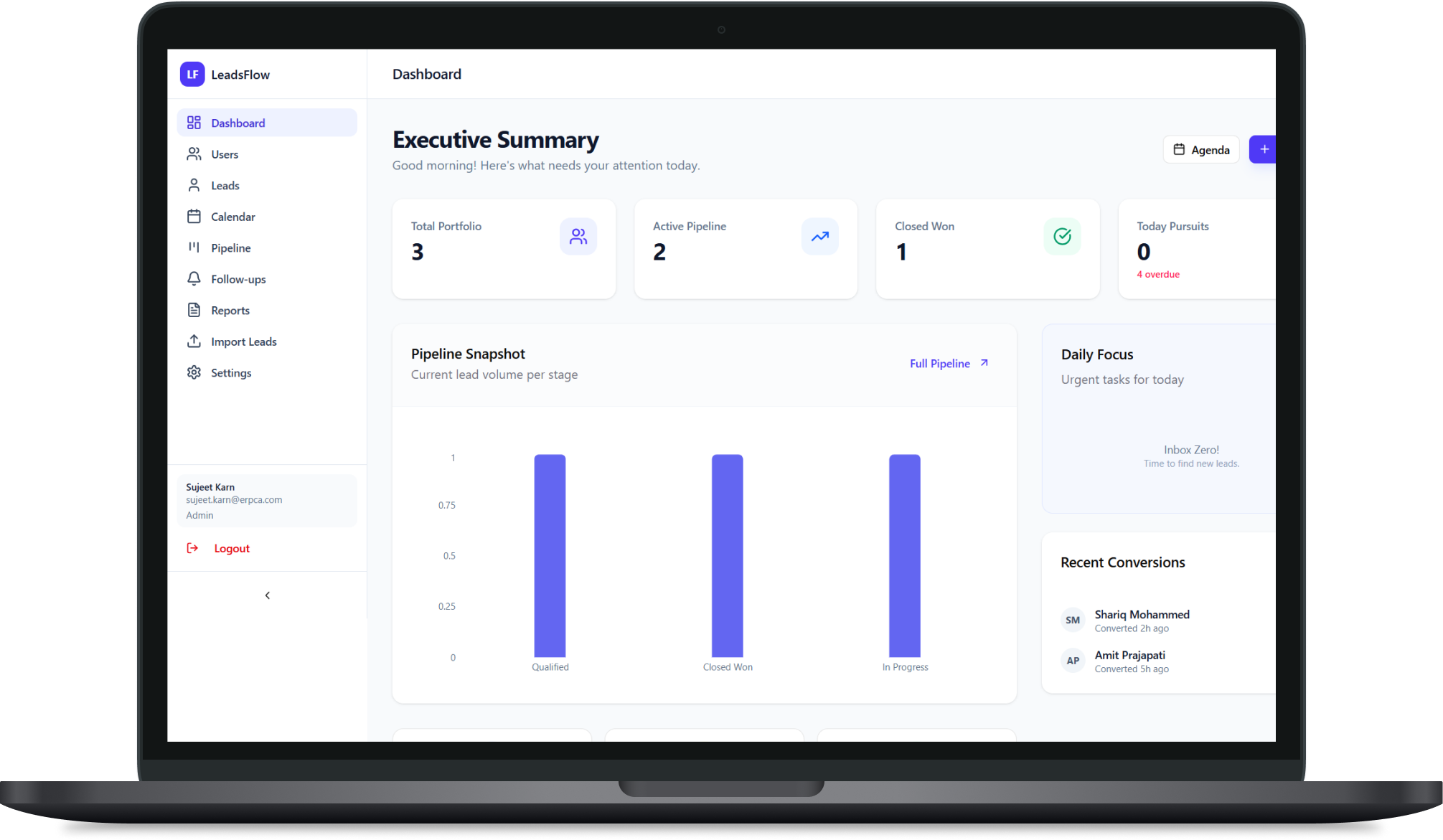 LeadsFlow CRM Dashboard